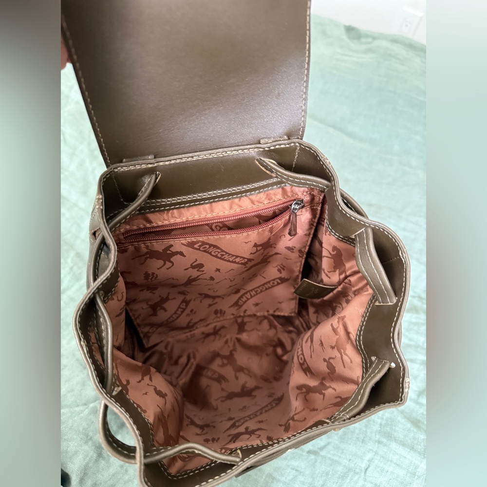 New Longchamp li pliage cuir xs backpack olive green - Picture 6 of 9